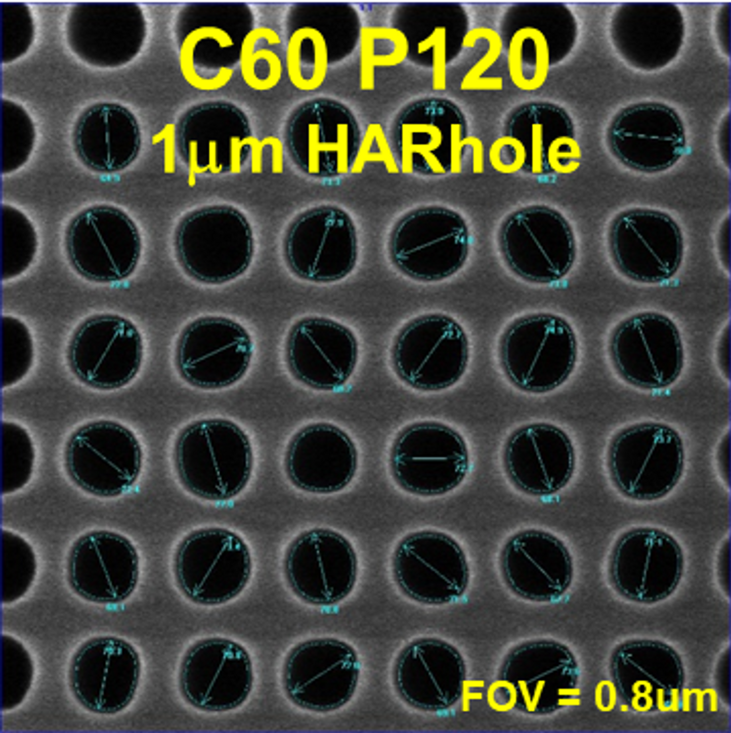 AMAG7 HARhole, 1.0 µm depth, SiO2 on Si, C60P120 anchor target