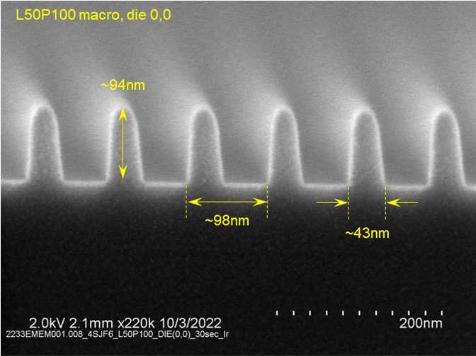 AMAG7 Hardmask LineSpace, 100 nm depth, L50P100 anchor target